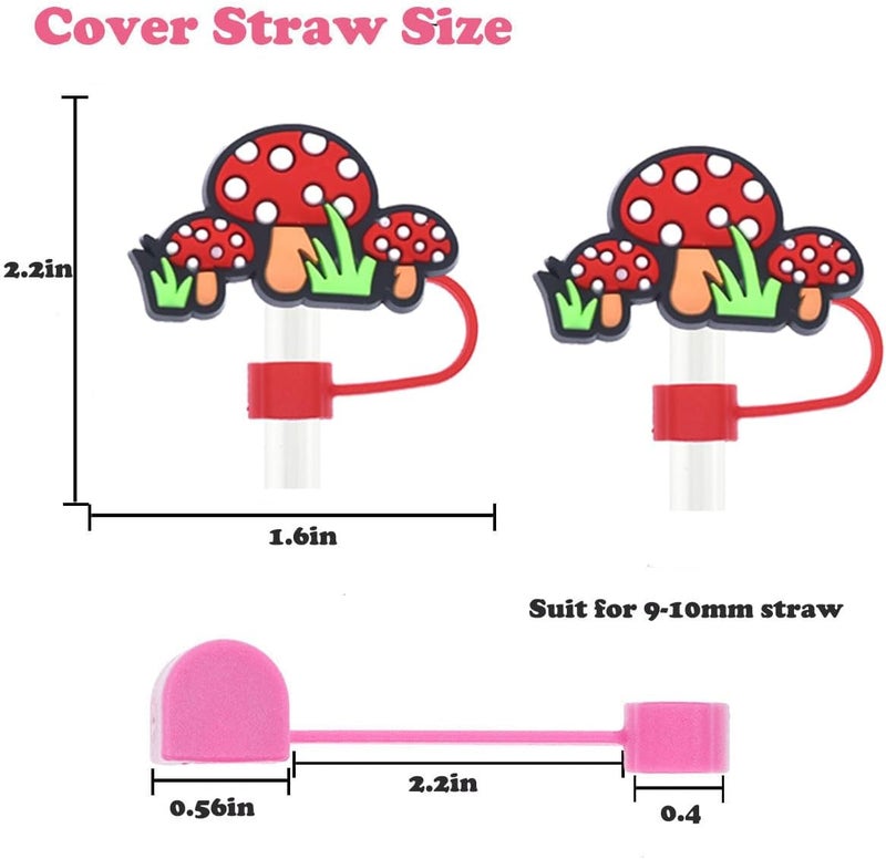 MENGSOOD Straw Cover Cap for Stanley Cup,Reusable Silicone Straw Topper Compatible with Stanley 30&40 Oz Tumbler with Handle Dust-Proof Drinking Straw Tips Lids Protectors (9pcs Mushroom) - Image 2
